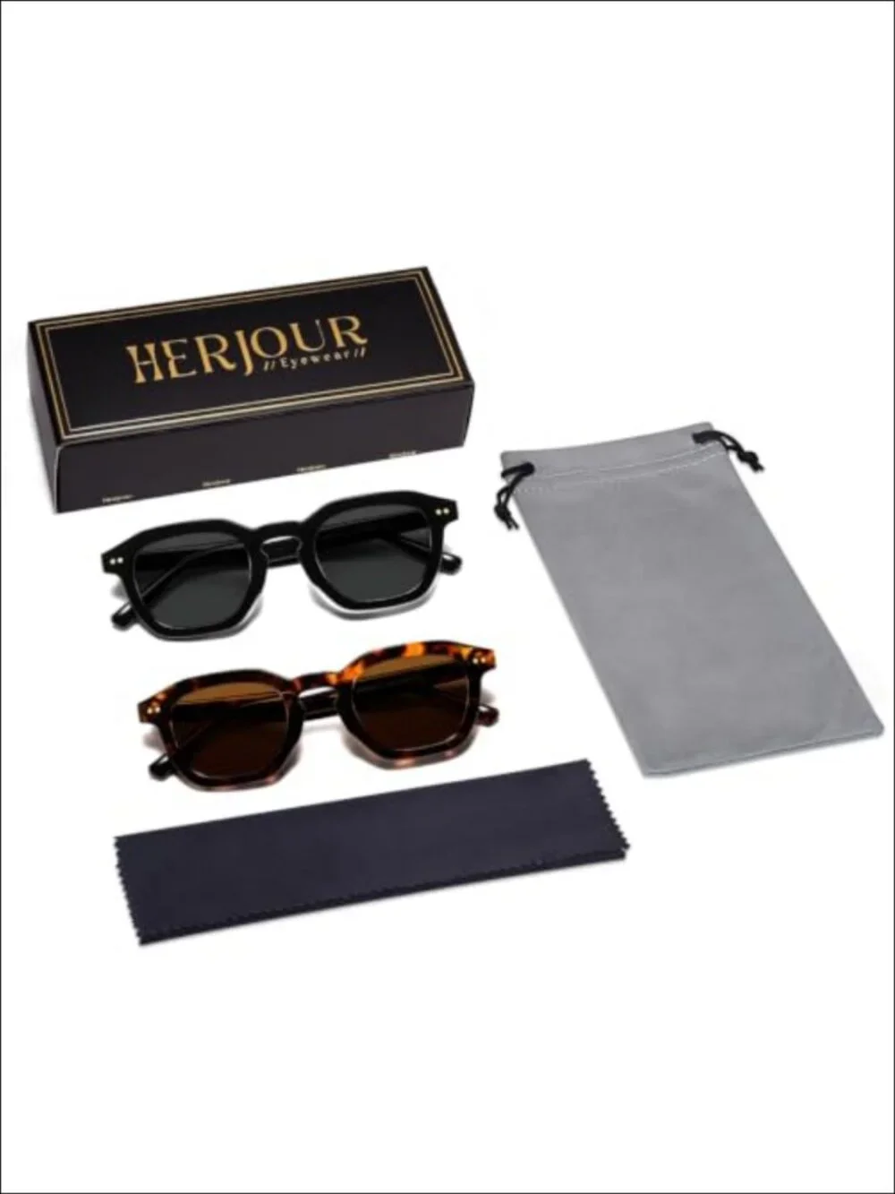 Polarized Retro Rectangular Sunglasses UV Protection Lightweight Unisex
